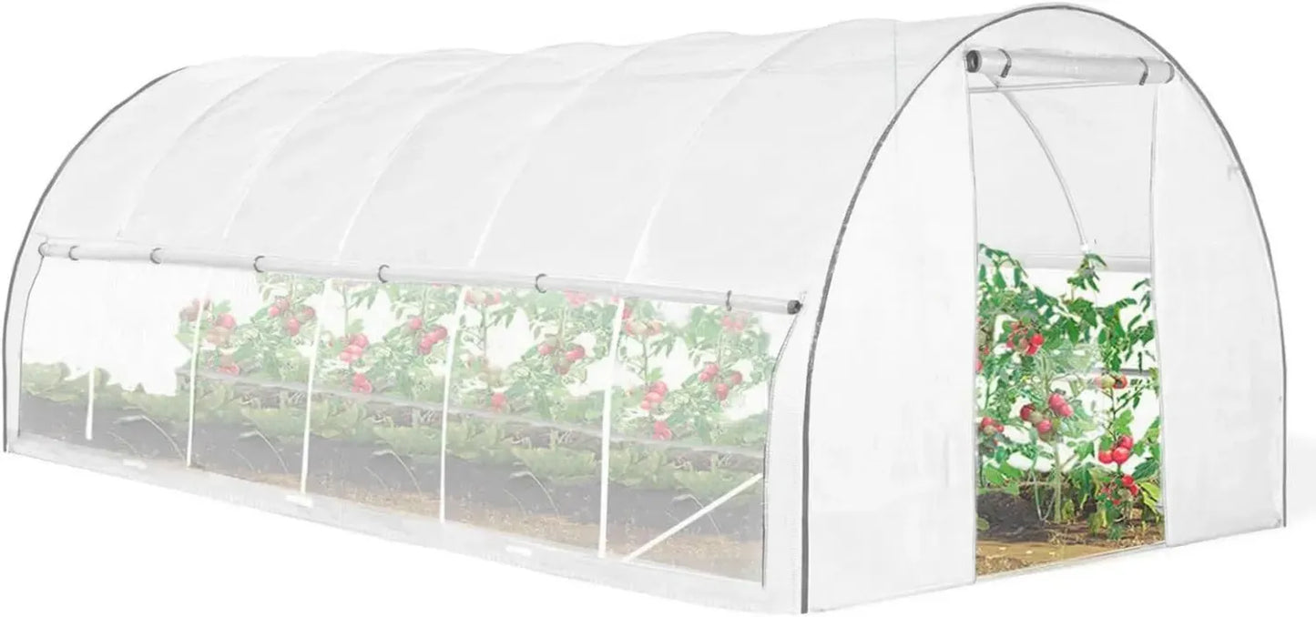 Serre de Jardin Blanche 18m² avec Ouverture et Moustiquaire
