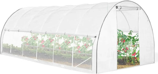 Serre de Jardin Blanche 18m² avec Ouverture et Moustiquaire