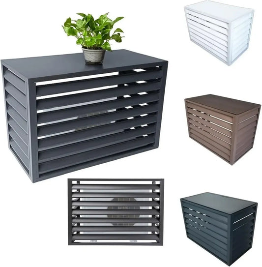Cache Climatisation Extérieure Aluminium, Grille de Protection Solaire et Pluie, Décoration d'Appareil Blanc 110 x 60 x 80 cm