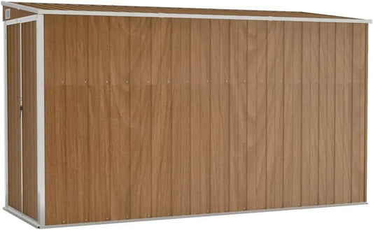 Abri de Jardin Métallique Marron avec Porte 118x288x178 cm