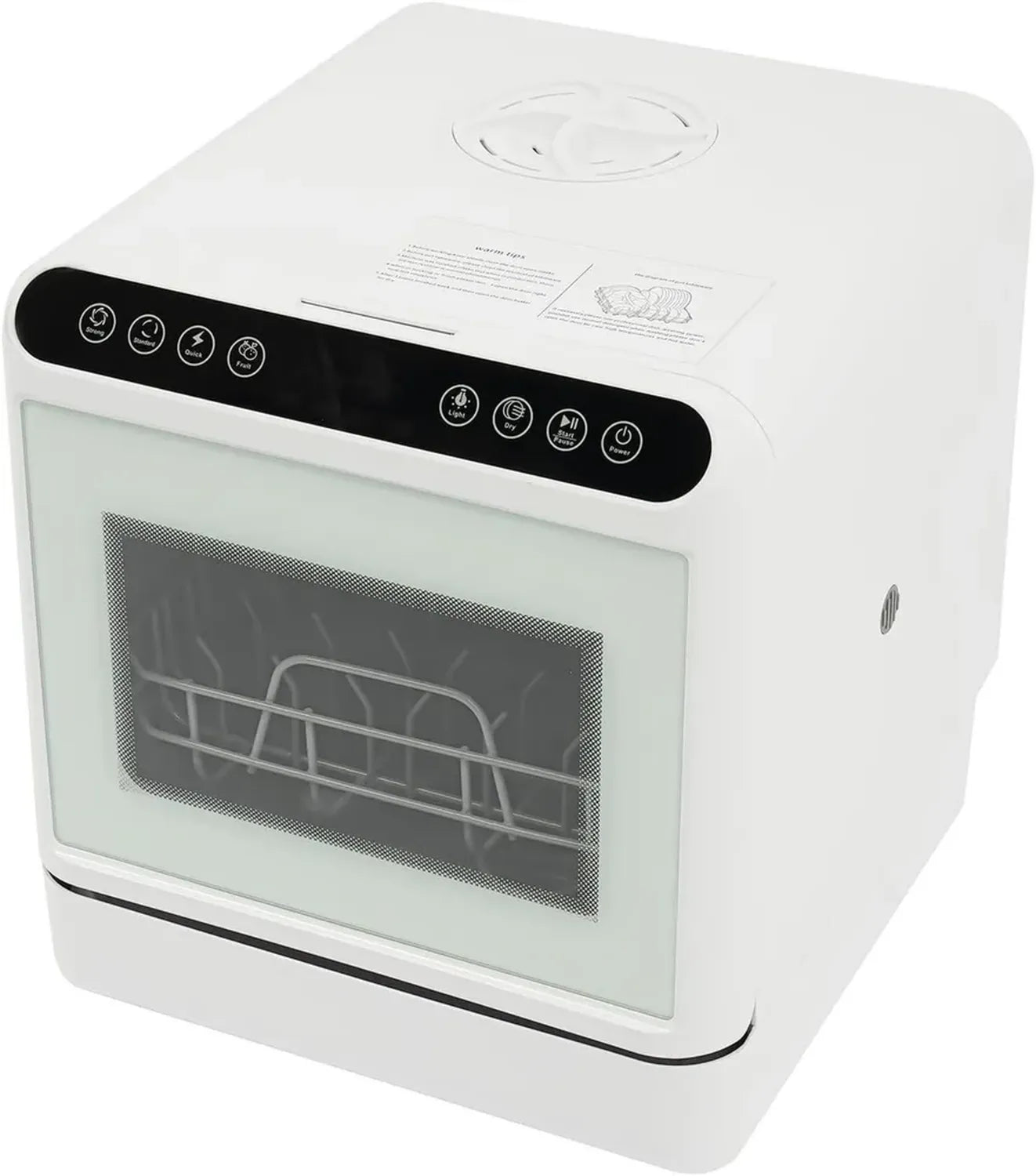 Lave-vaisselle compact de table, 1100 W, 52 dB, eau jusqu'à 72 °C, consommation 3 à 6 L, réservoir 6 L, avec LED